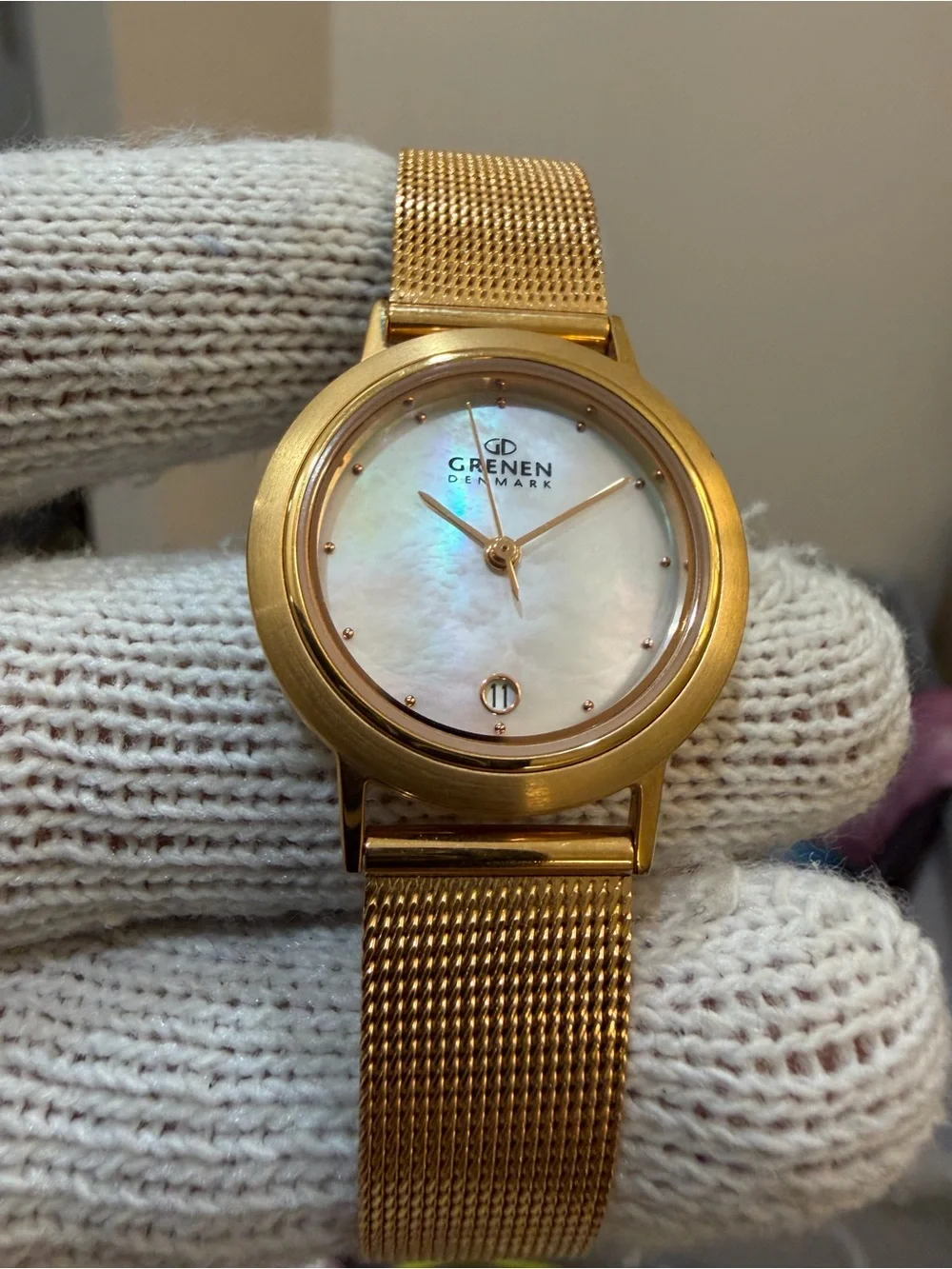 Grenen Denmark by Skagen Women’s Watch M-23SRRW Rose Gold Mesh Pearl NWOB